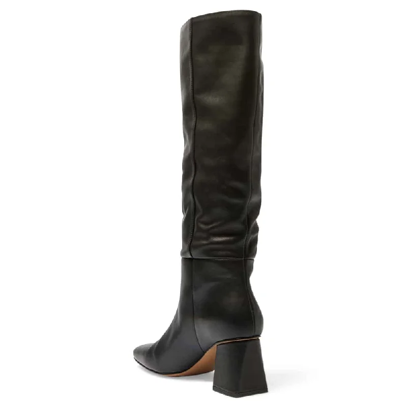 Khloe Boot in Black Leather