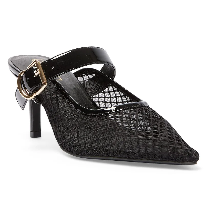 Perez Heel in Black Mesh