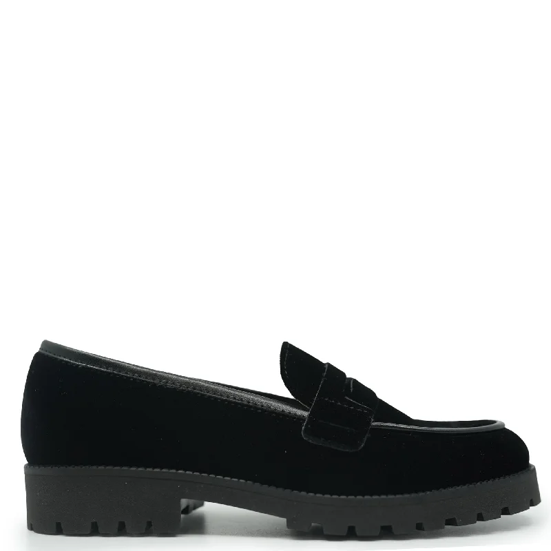 Beberlis Black Velvet Chunky Loafer