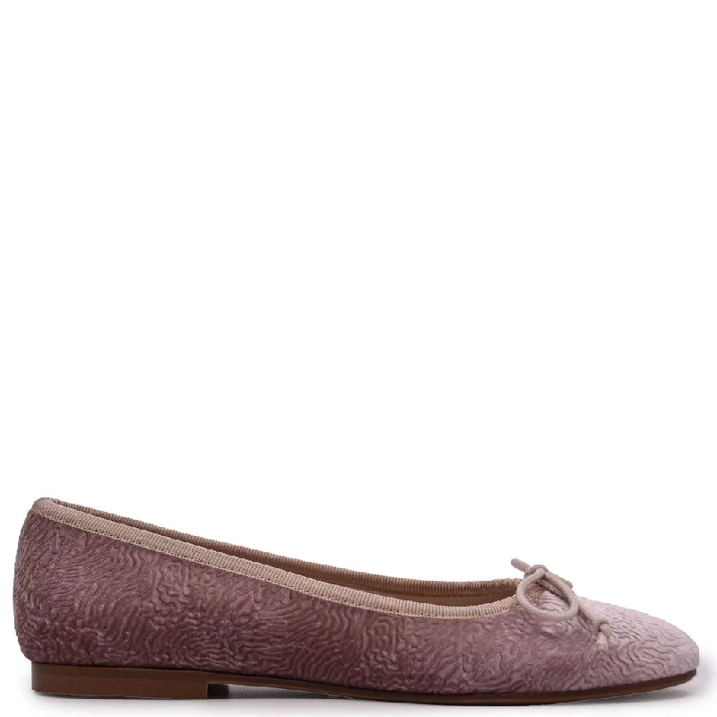 Beberlis Pink Velvet Bow Ballet Flat