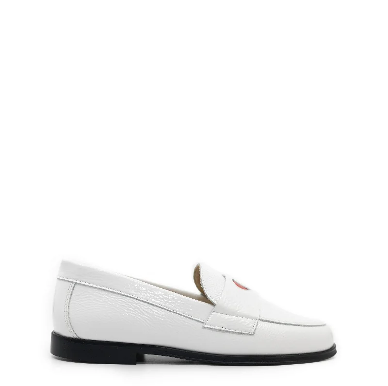 Blublonc White Patent Heart Loafer