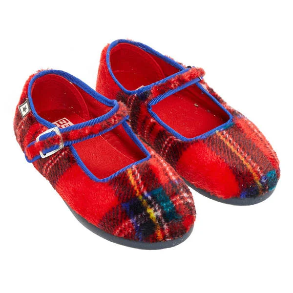 Bonton Red Plaid Mary Jane