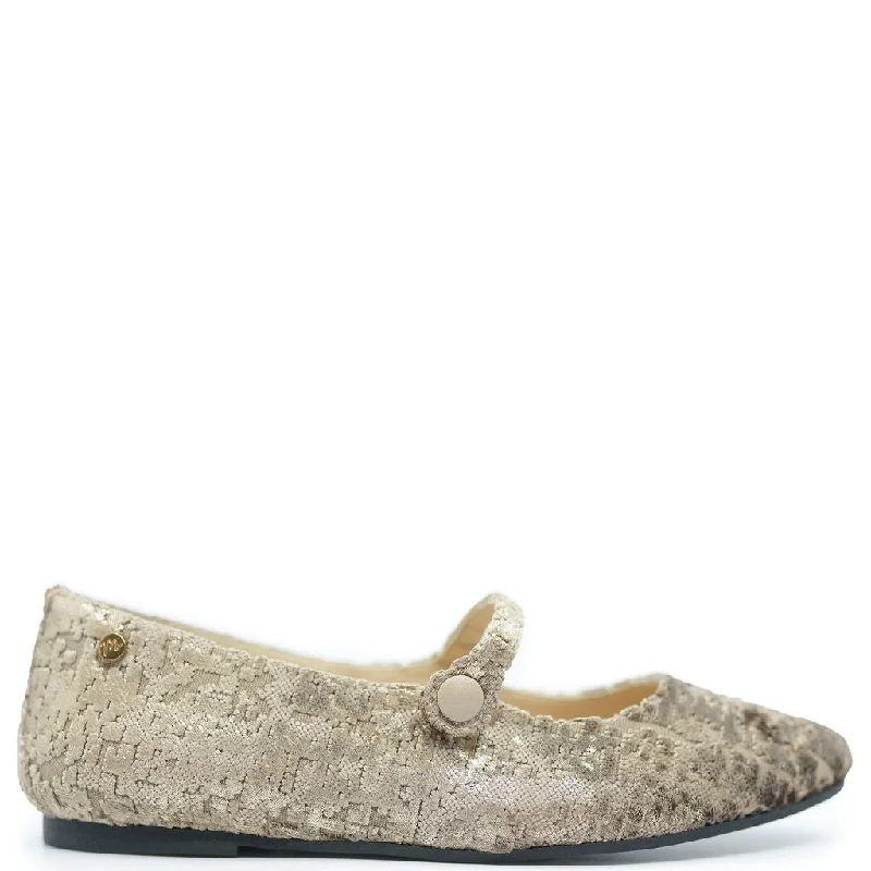 Manuela Taupe Crushed Velvet Pointed Mary Jane