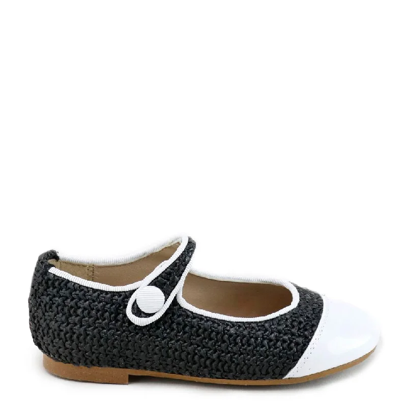 Papanatas Black and White Crochet Captoe Mary Jane