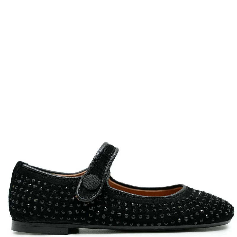 Papanatas Black Sparkle Studded Mary Jane