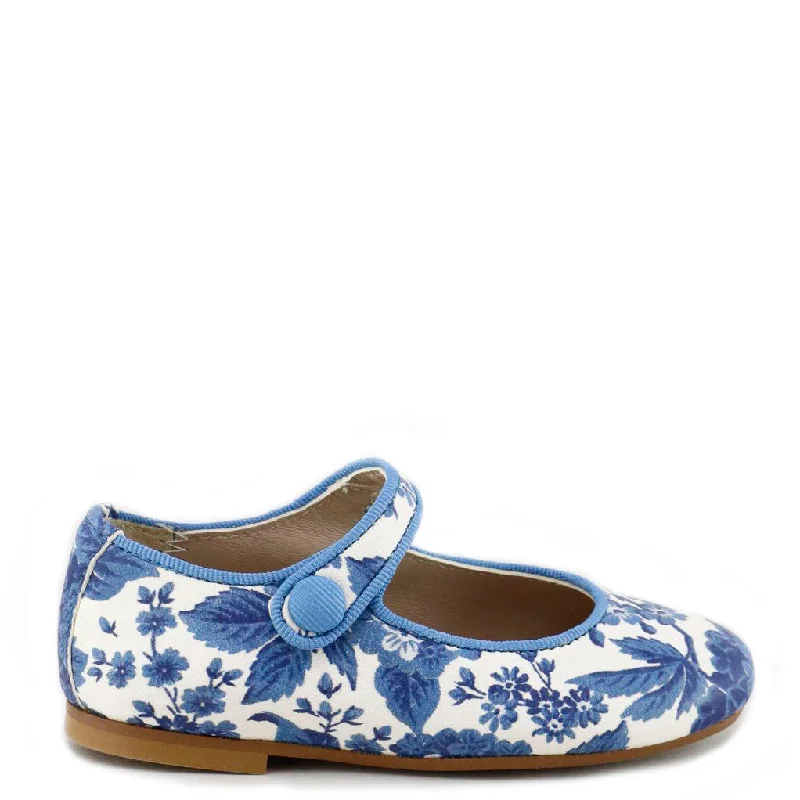 Papanatas Blue and White Floral Mary Jane