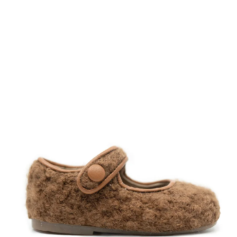 Papanatas Camel Shearling Baby Mary Jane