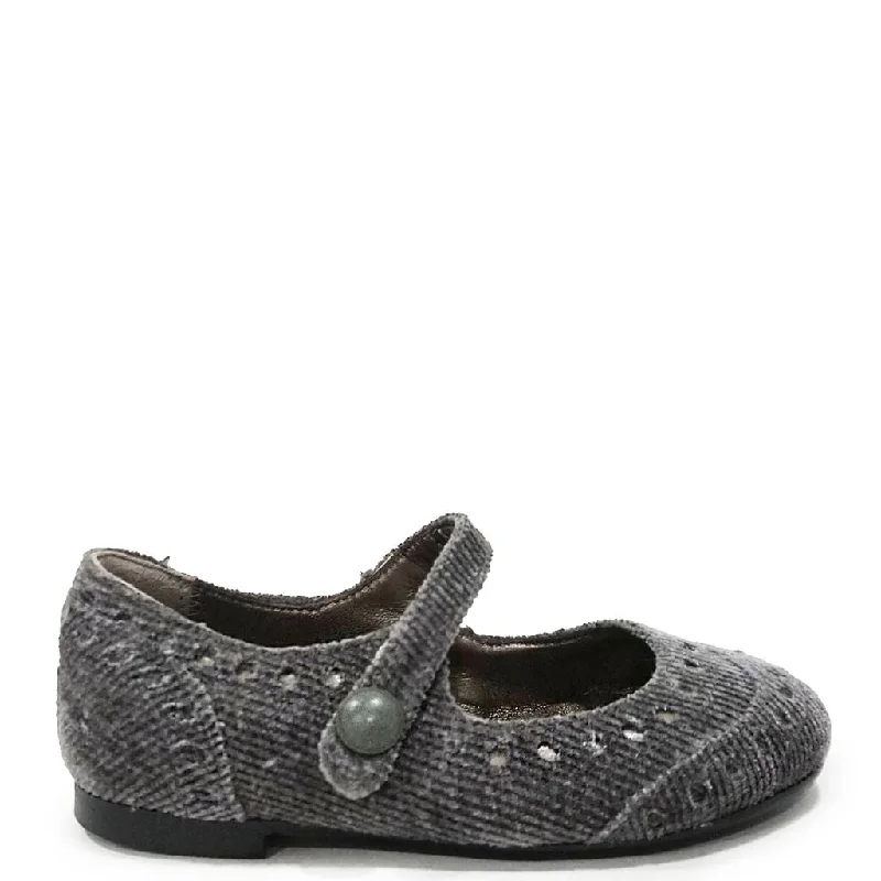 Papanatas Gray Corduroy Wingtip Mary Jane