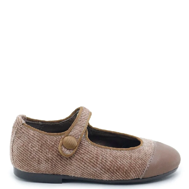 Papanatas Taupe Corduroy Captoe Mary Jane