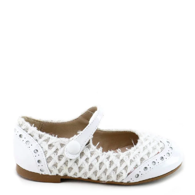 Papanatas White Crochet Wingtip Mary Jane