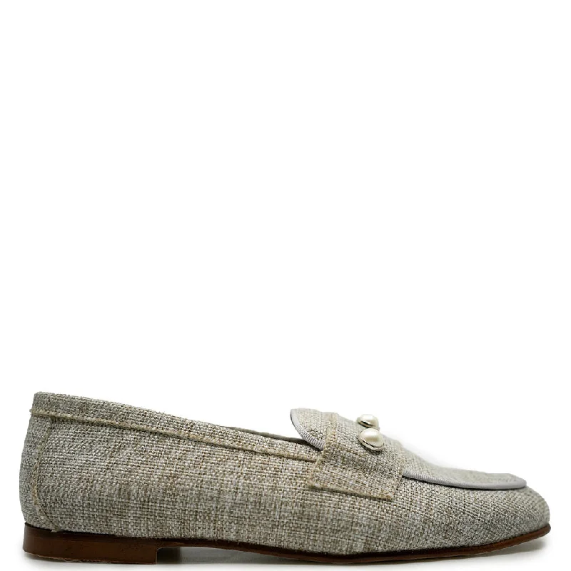 Spain+Co Stone Linen Pearl Loafer