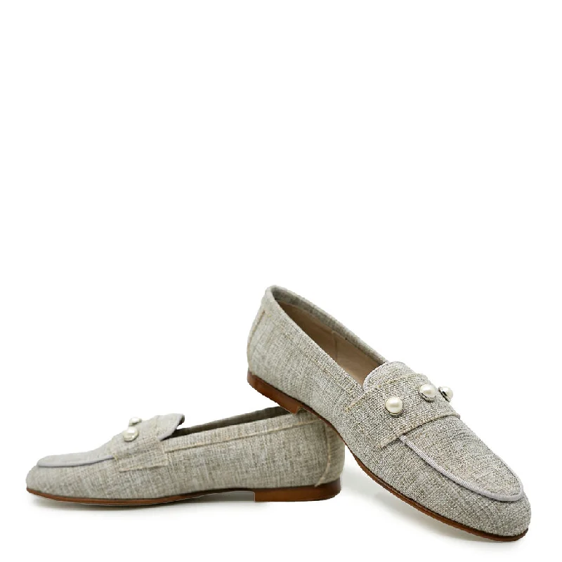 Spain+Co Stone Linen Pearl Loafer