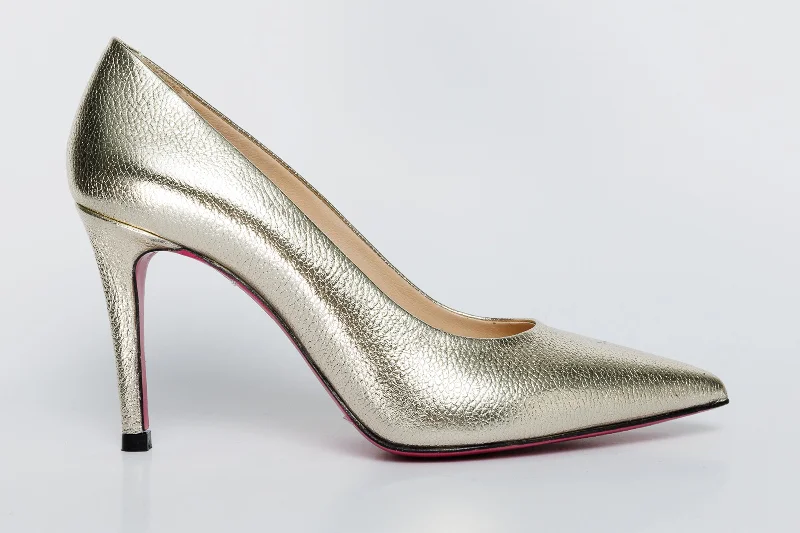 The Ege Gold Leather Pump Fuchsia Sole Women Shoe