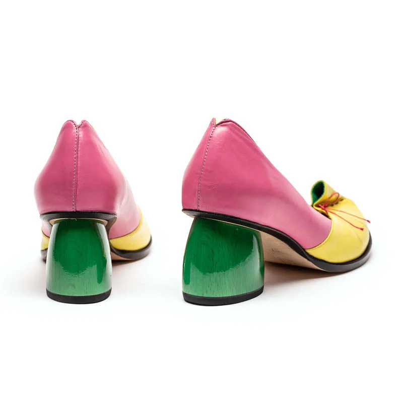 JULI Bouquet | Pink Yellow Leather Heels