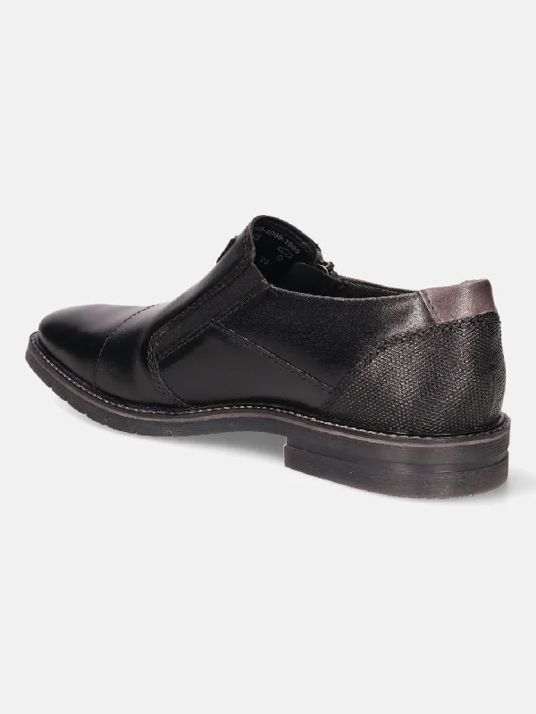 bugatti Black Premium Leather Loafers