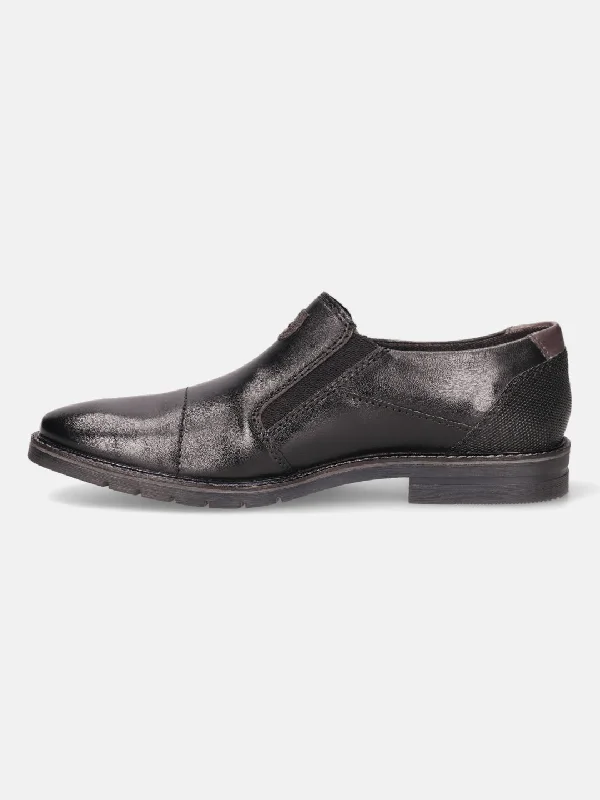 bugatti Black Premium Leather Loafers