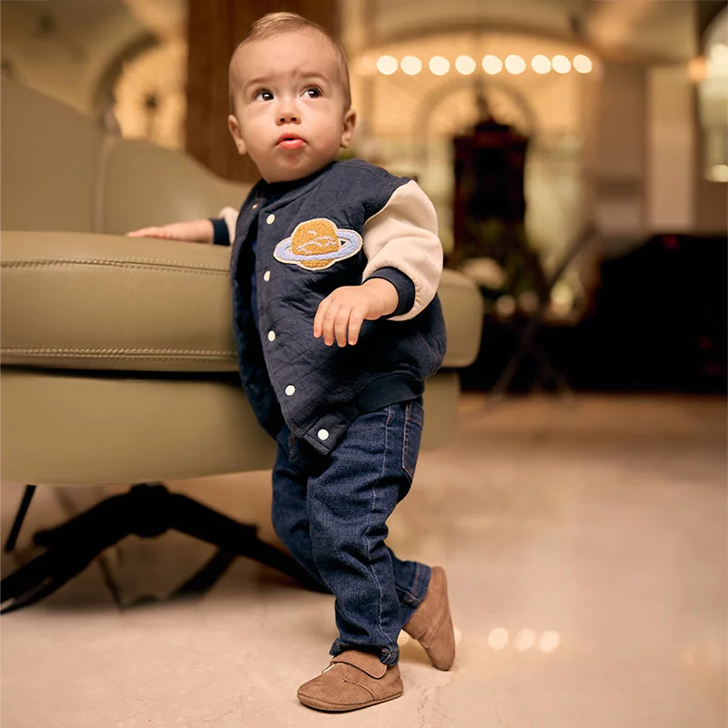 My-First Suede Pram Booties in Tan