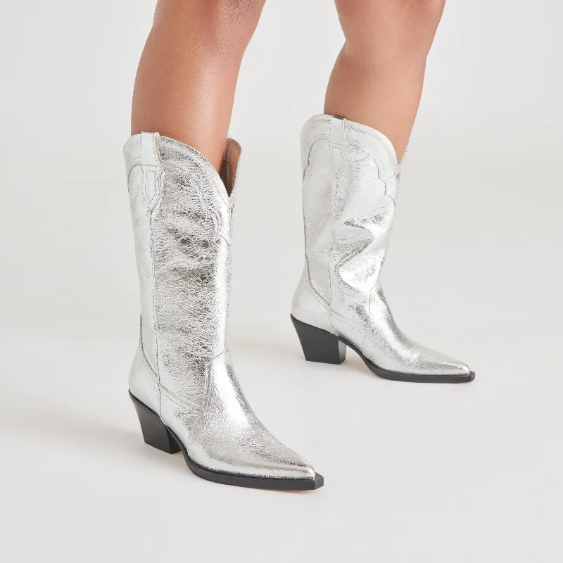 RASIMA BOOTS SILVER DISTRESSED LEATHER