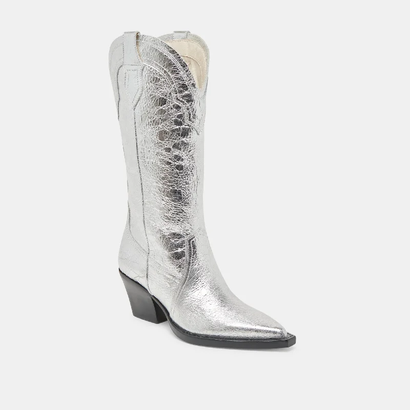 RASIMA BOOTS SILVER DISTRESSED LEATHER