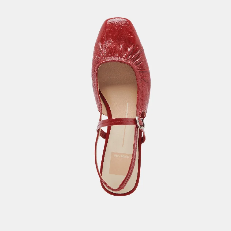 RIANNE FLATS RED CRINKLE PATENT