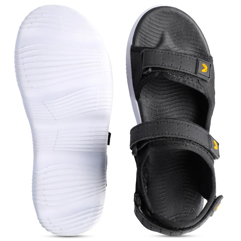 Walkaroo Men Strappy Floater Sandals  - WC4334 Black white