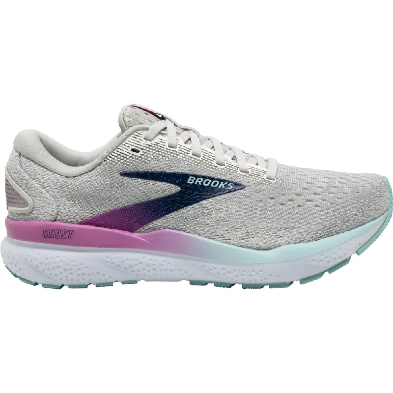 Women's Brooks Ghost 16, White/Grey/Estate Blue, 11.5 D Wide